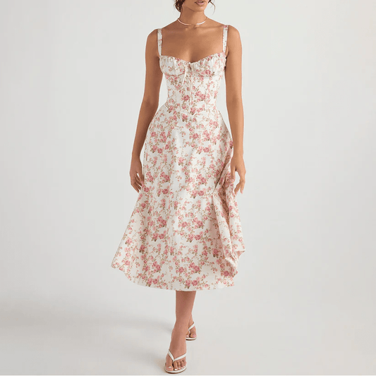 Alice | Elegant blommig korsettklänning