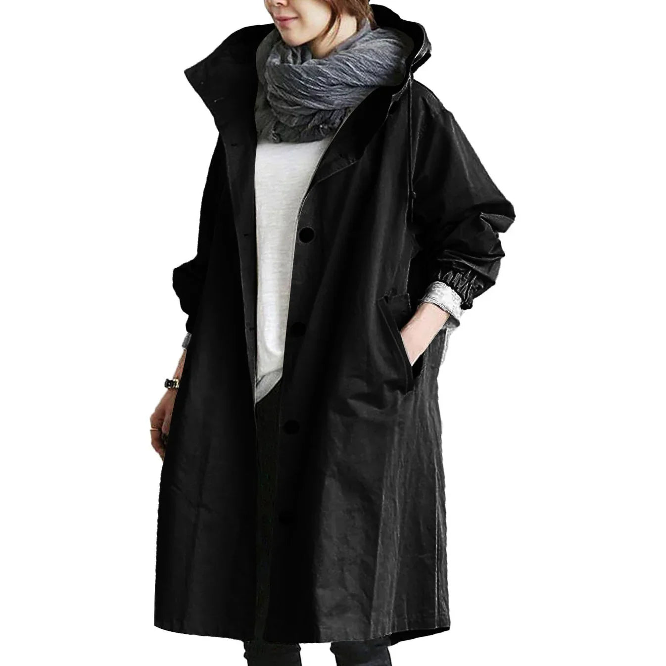 Alma | Lång vattenavvisande trenchcoat med huva