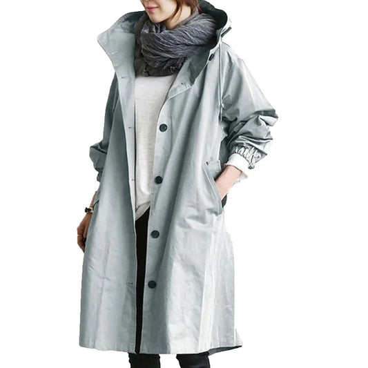 Alma | Lång vattenavvisande trenchcoat med huva