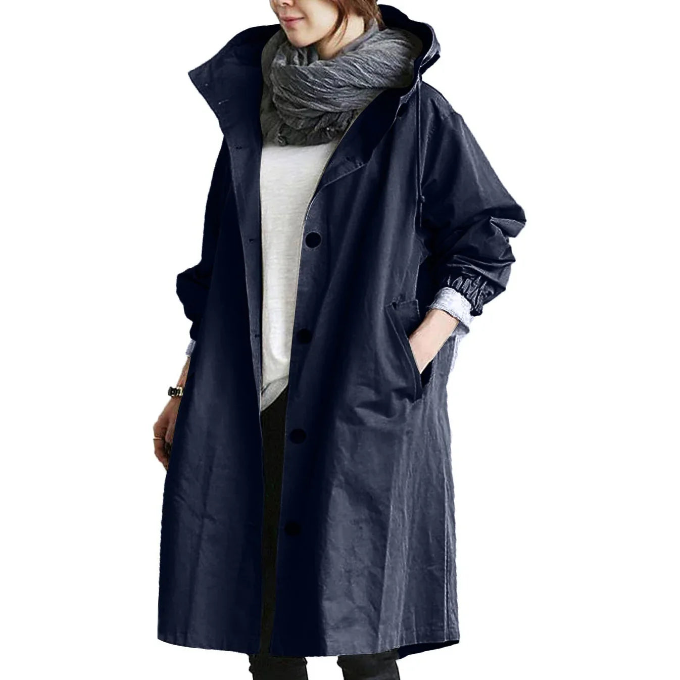 Alma | Lång vattenavvisande trenchcoat med huva